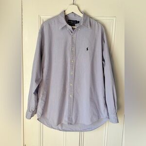 Ralph Lauren Blake Button-Down Dress Shirt Men's Large 100% cotton Stripe Blue